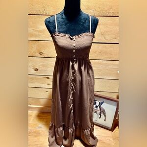 Brown Maxi Dress with Button Detail